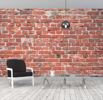 Picture of Old red brick wall as background or texture